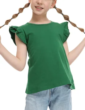 Arshiner Girls Shirts Ruffle Short Sleeve Summer Cute Casual Crewneck Tops Blouse Tee