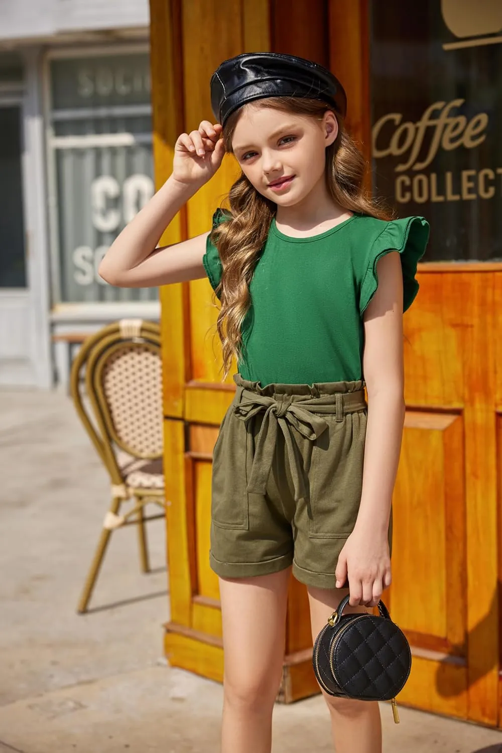 Arshiner Girls Shirts Ruffle Short Sleeve Summer Cute Casual Crewneck Tops Blouse Tee