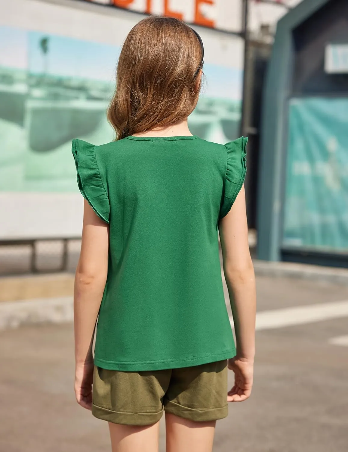 Arshiner Girls Shirts Ruffle Short Sleeve Summer Cute Casual Crewneck Tops Blouse Tee
