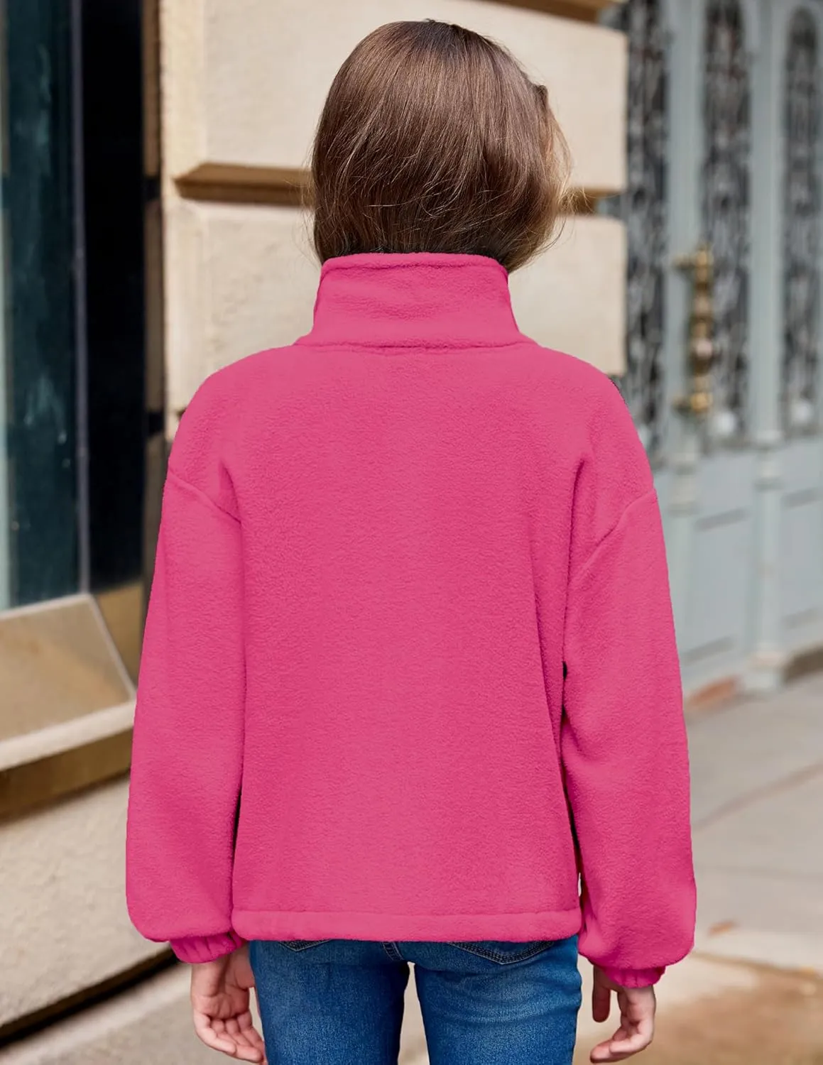 Arshiner Girls Zip Up Fleece Jacket Fall Winter Sherpa Sweatshirts Warm Outwear Crop Coat with Pockets