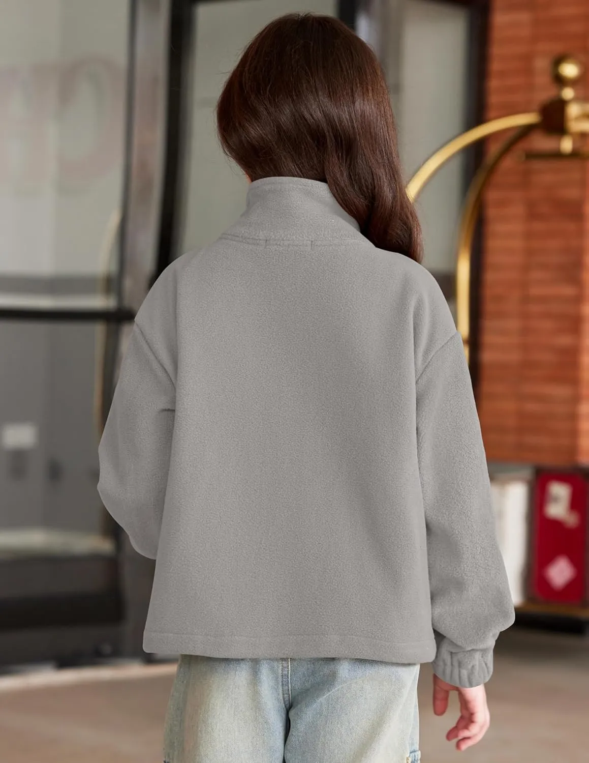 Arshiner Girls Zip Up Fleece Jacket Fall Winter Sherpa Sweatshirts Warm Outwear Crop Coat with Pockets