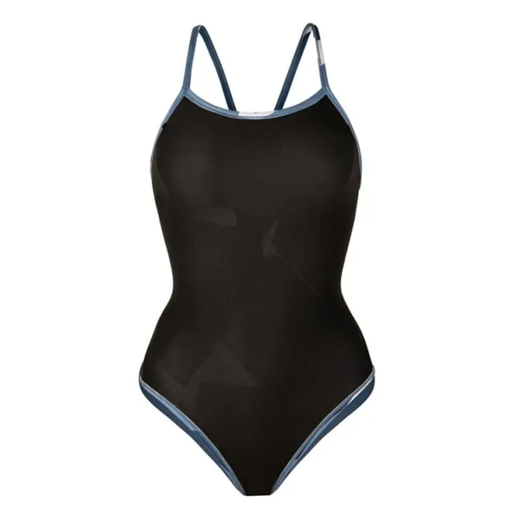 Barrel Womens Training T Pattern V Back Strap Swimsuit-NAVY CRACK