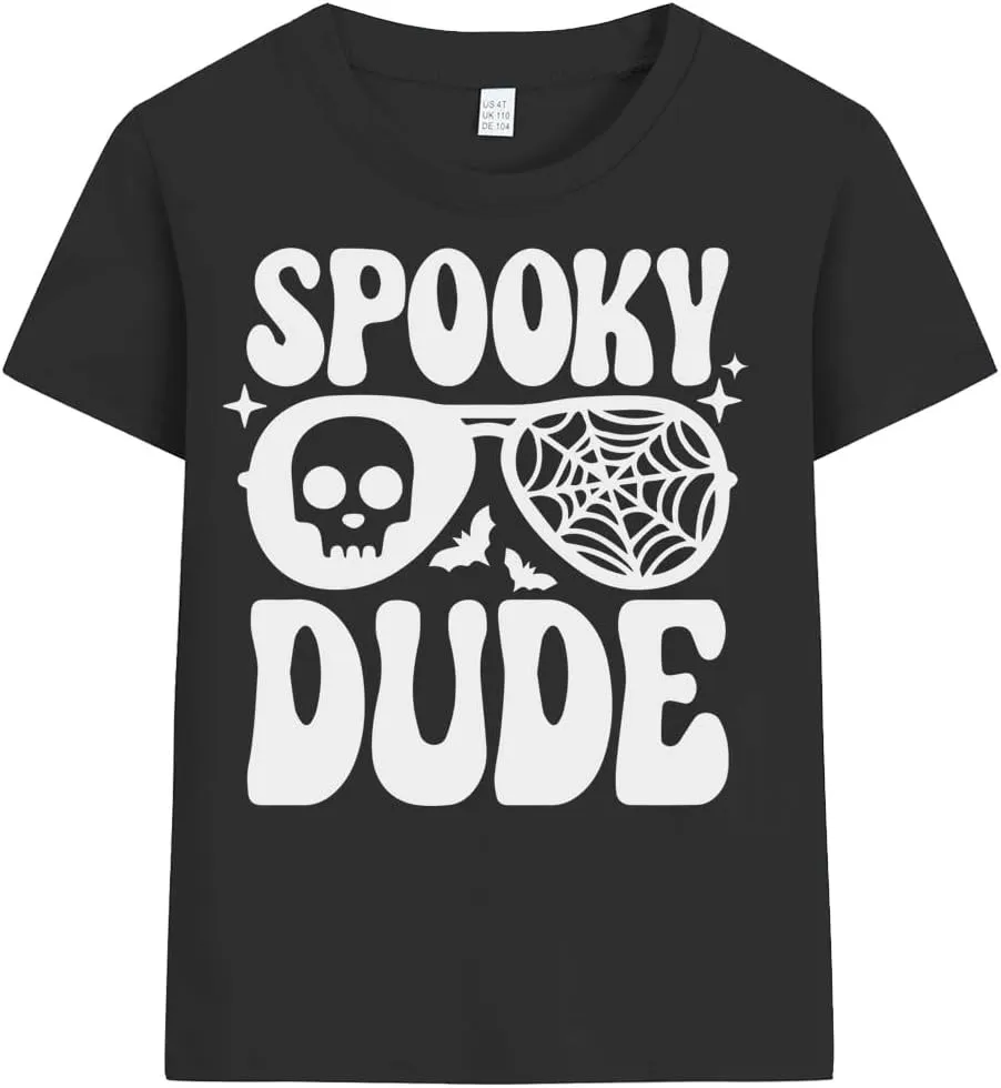 Boys Halloween T-Shirts Halloween Pumpkin Shirts Kids Ghost Trick or Treat Boo Print Tops Tees 3-10 Years