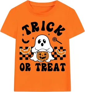 Boys Halloween T-Shirts Halloween Pumpkin Shirts Kids Ghost Trick or Treat Boo Print Tops Tees 3-10 Years