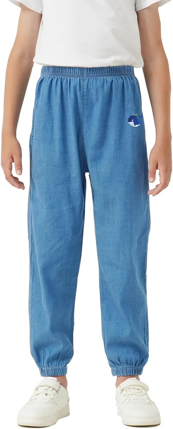 Boys Joggers Pants with Pocket Pull On Lightweight Athletic School Jeans-Style Pants Sweatpants Kids 3-10Y Gift