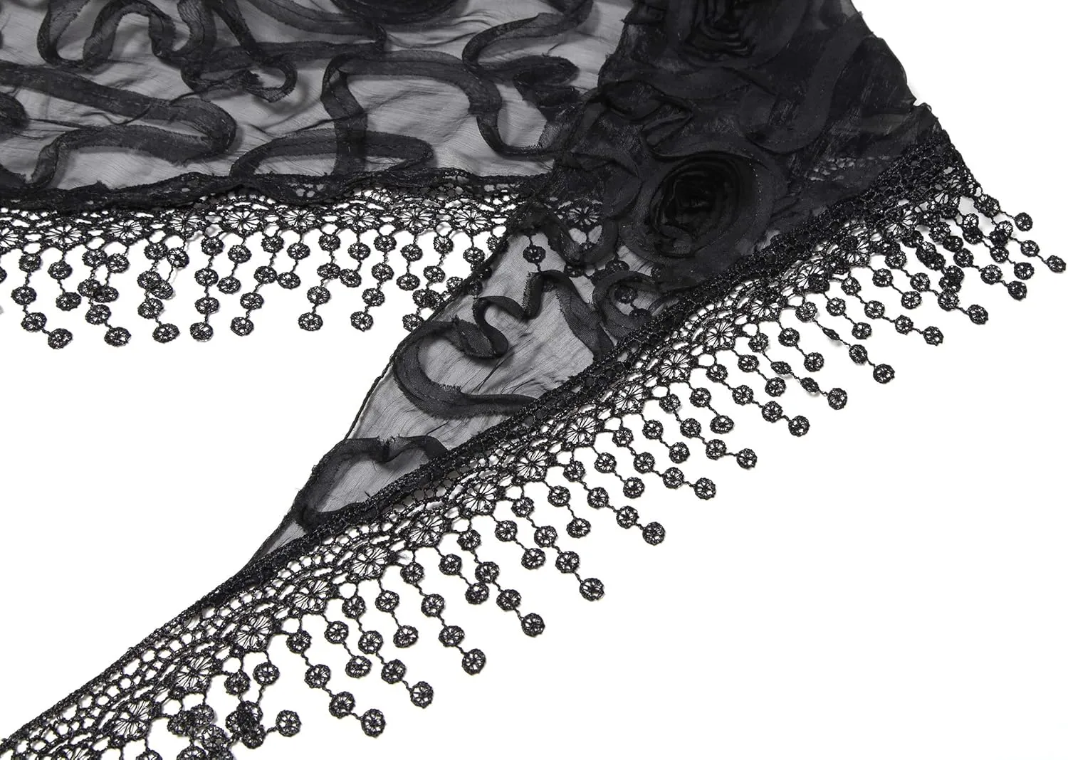 Cindy & Wendy Lightweight Triangle Floral Fashion Lace Fringe Scarf Wrap for Women