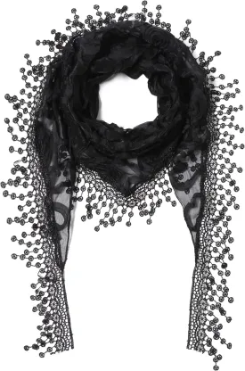 Cindy & Wendy Lightweight Triangle Floral Fashion Lace Fringe Scarf Wrap for Women