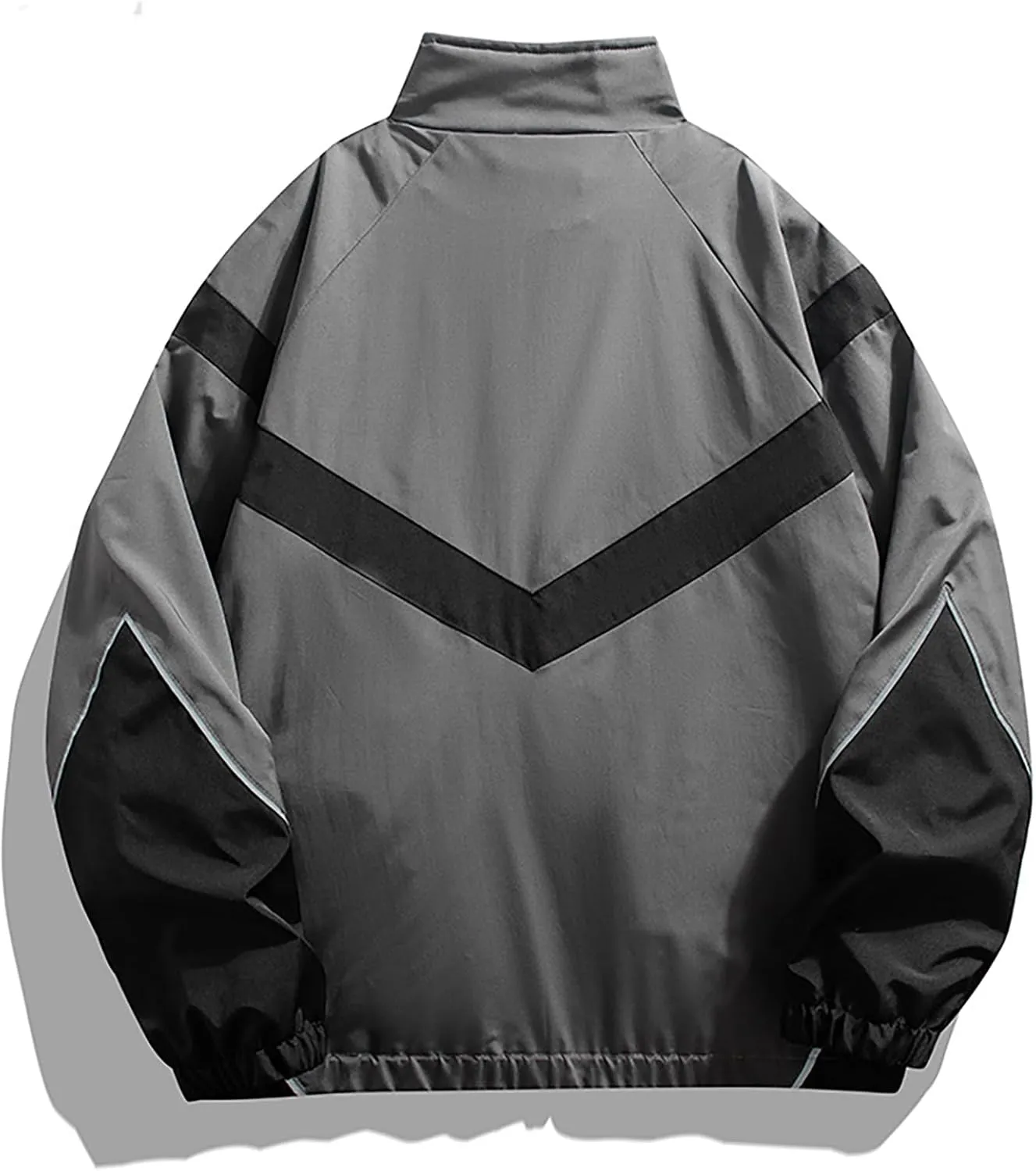 CORIRESHA Men's Classic Color Block Lightweight Jacket Varsity Zip-Up Casual Bomber Windbreaker Coat