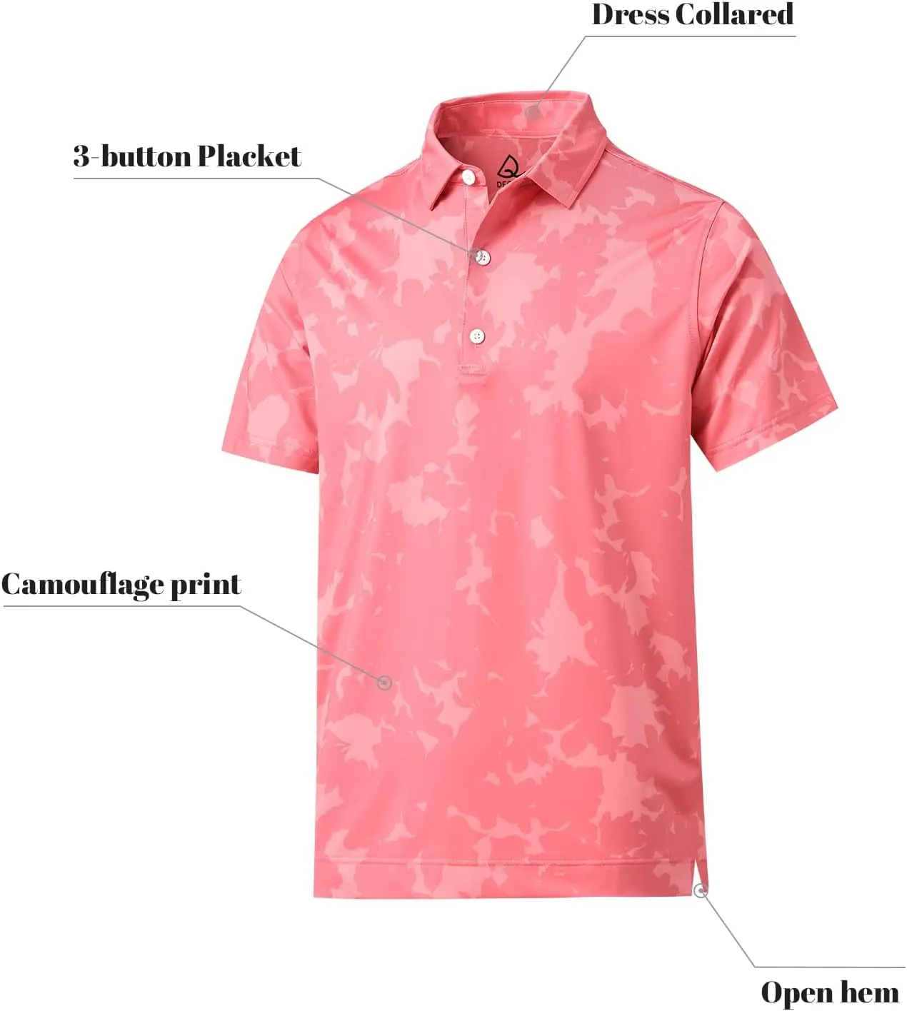 DEOLAX Mens Polo Shirts Moisture Wicking Dry Fit Performance Mens Golf Shirt Regular Fit Fashion Print Short Sleeve Polo
