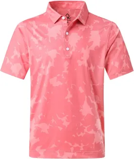 DEOLAX Mens Polo Shirts Moisture Wicking Dry Fit Performance Mens Golf Shirt Regular Fit Fashion Print Short Sleeve Polo