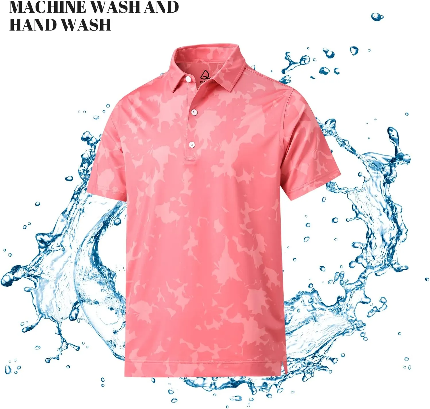 DEOLAX Mens Polo Shirts Moisture Wicking Dry Fit Performance Mens Golf Shirt Regular Fit Fashion Print Short Sleeve Polo