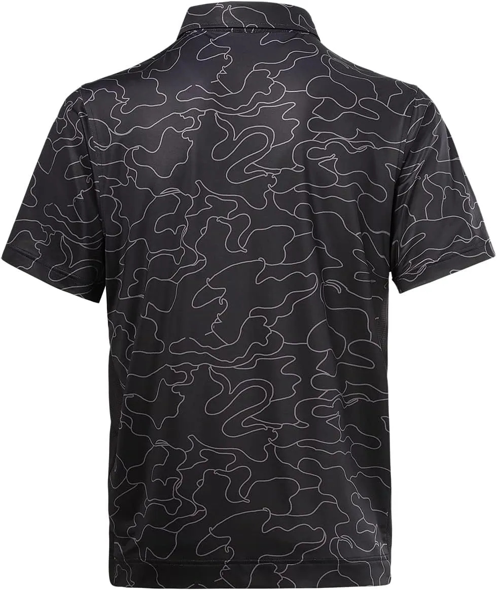 DEOLAX Mens Polo Shirts Moisture Wicking Dry Fit Performance Mens Golf Shirt Regular Fit Fashion Print Short Sleeve Polo
