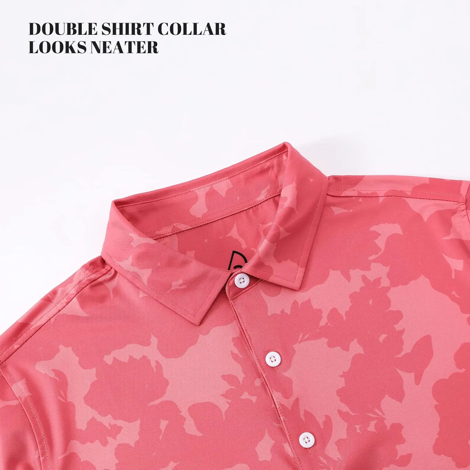 DEOLAX Mens Polo Shirts Moisture Wicking Dry Fit Performance Mens Golf Shirt Regular Fit Fashion Print Short Sleeve Polo