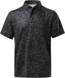 DEOLAX Mens Polo Shirts Moisture Wicking Dry Fit Performance Mens Golf Shirt Regular Fit Fashion Print Short Sleeve Polo