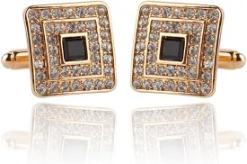 Fashion Square Cubic Zircon Plus Crystal Personality 2 PCS Mens Shirts Cufflinks (Gold)