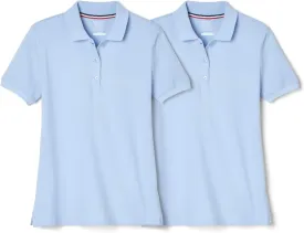 French Toast Girls' Short Sleeve Stretch Pique Polo-2 Pack