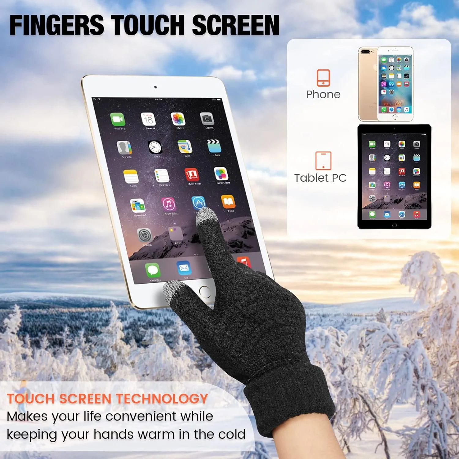 Geyoga 4 Pairs Women's Winter Touch Screen Gloves Soft Warm Fleece Lined Knit Elastic Cuff Texting Gloves