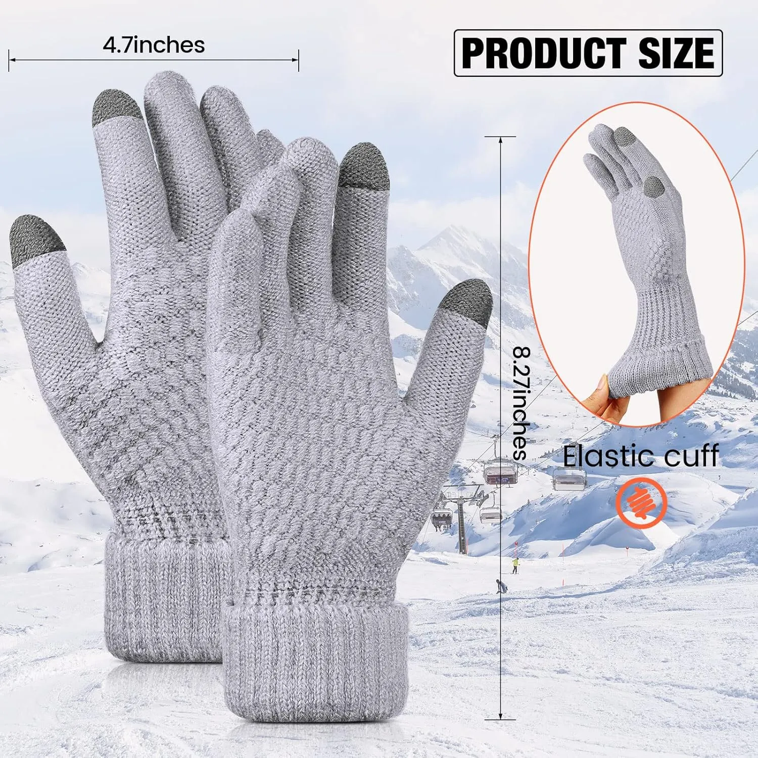 Geyoga 4 Pairs Women's Winter Touch Screen Gloves Soft Warm Fleece Lined Knit Elastic Cuff Texting Gloves