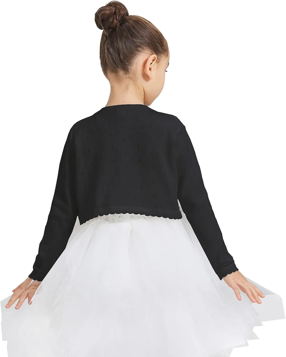 Girls Long Sleeve Cardigan Cotton Bolero Shrug Long Sleeve Top Cute Jacket Outwear White for Girls Size 2-8