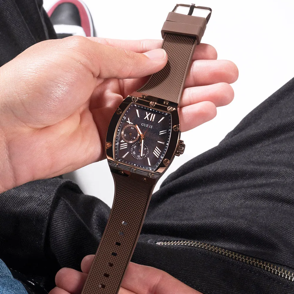 Guess GW0568G1 Falcon Brown Silicone Mens Watch