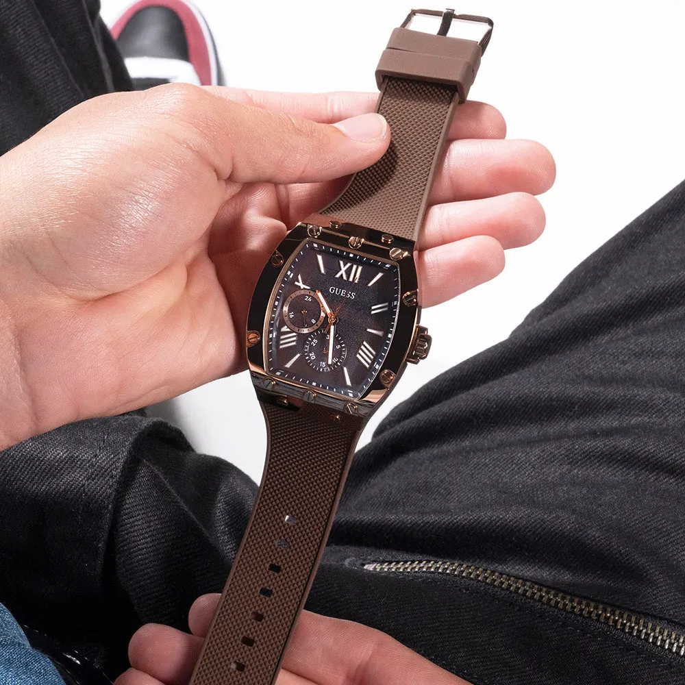 Guess GW0568G1 Falcon Brown Silicone Mens Watch