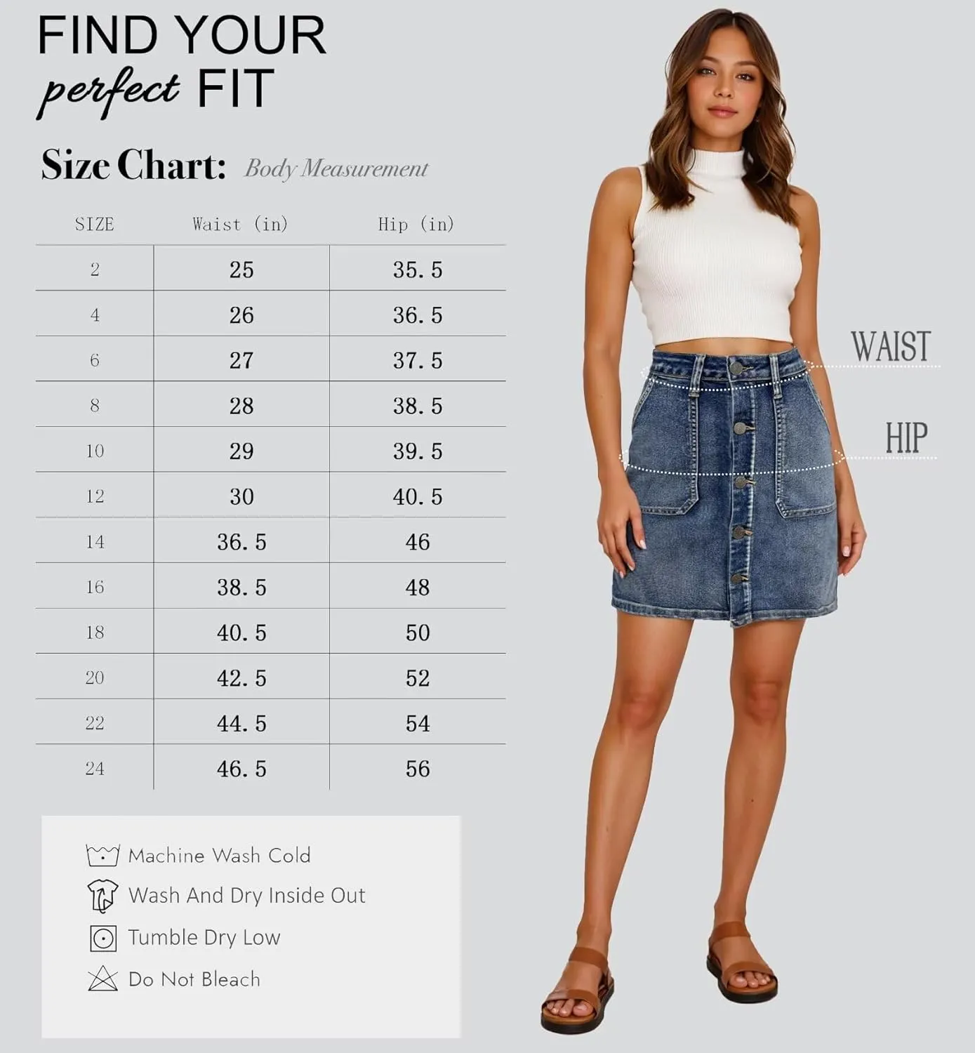 Lexi Womens Super Comfy Stretch Denim Skirt