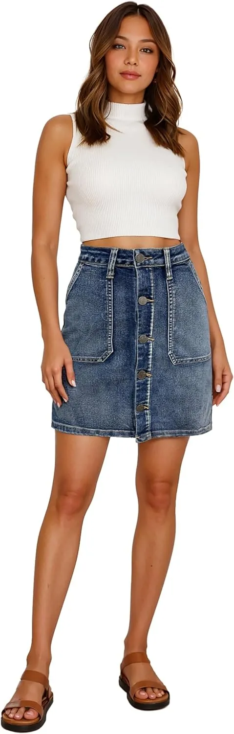 Lexi Womens Super Comfy Stretch Denim Skirt