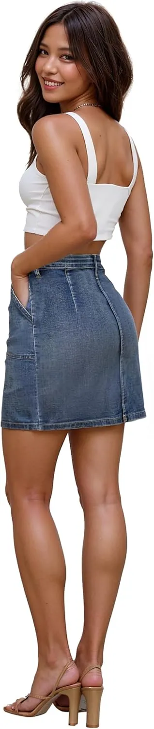 Lexi Womens Super Comfy Stretch Denim Skirt