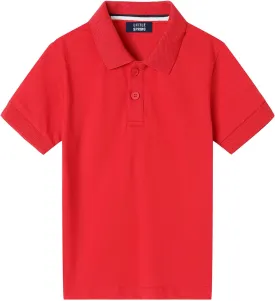 LittleSpring Kids School Uniform Pique Polo Shirts Short Sleeve