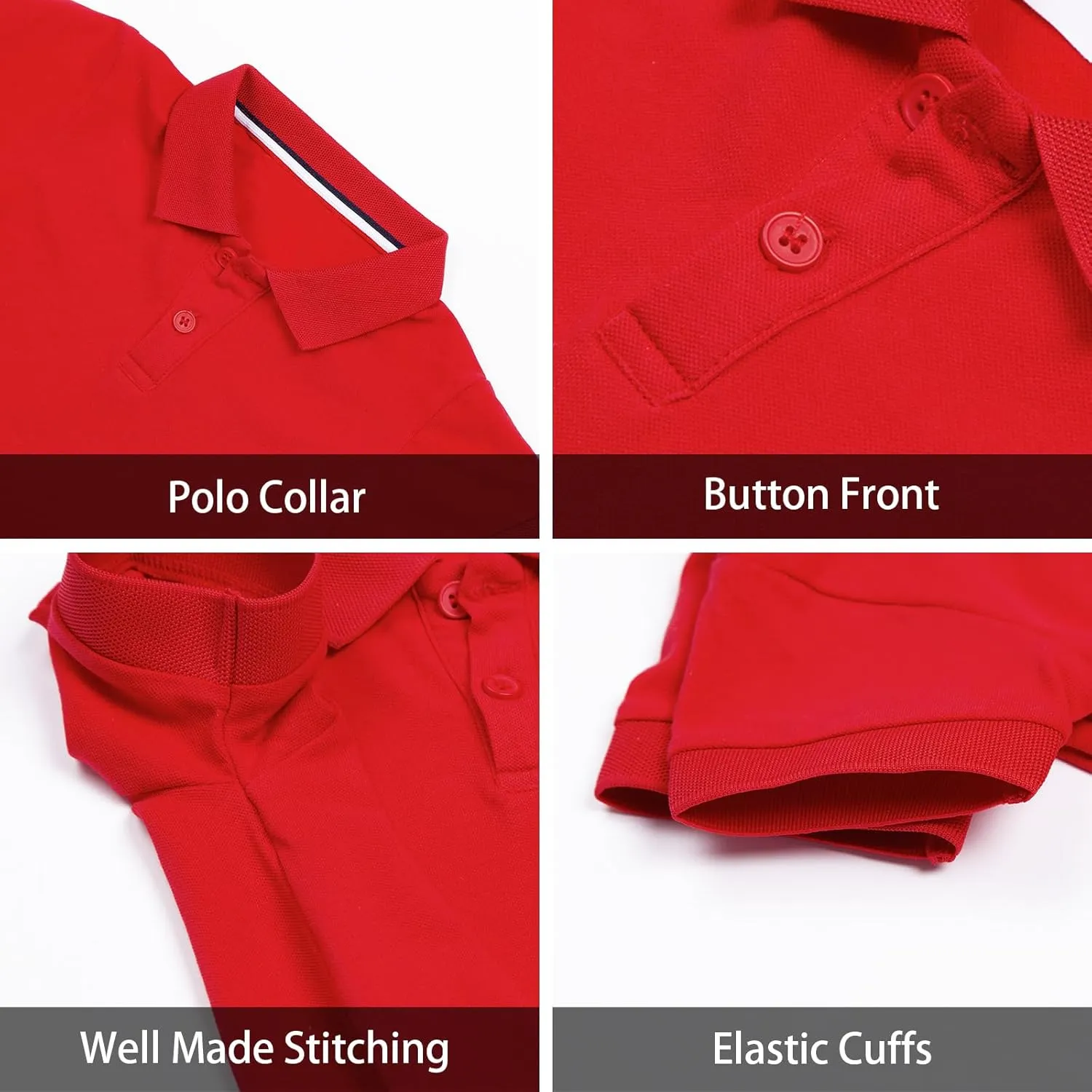LittleSpring Kids School Uniform Pique Polo Shirts Short Sleeve