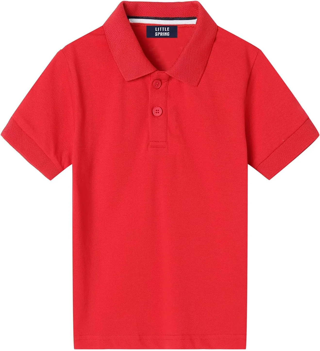 LittleSpring Kids School Uniform Pique Polo Shirts Short Sleeve