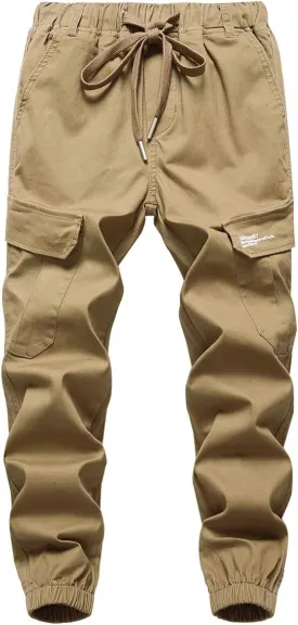 LOKTARC Boys' Pull-On Slim Fit Camo Cargo Jogger Pants
