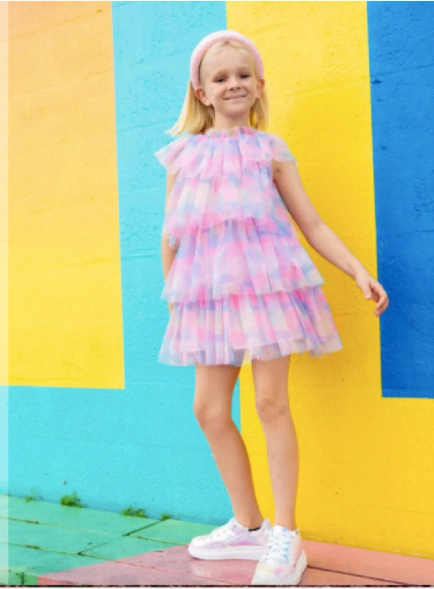 Lola and The Boys Girls Water Color Tulle Dress