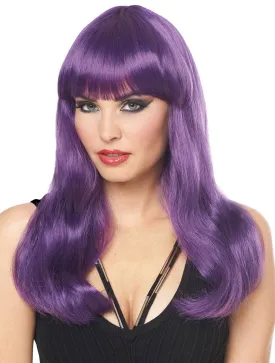 Long Deluxe Dark Purple Mistress Womens Costume Wig