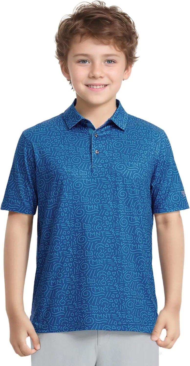 M MAELREG Boys Polo Shirt Short Sleeve Performance Dry Fit Stretch Funny Print Active Casual Collared Golf Shirts for Boy