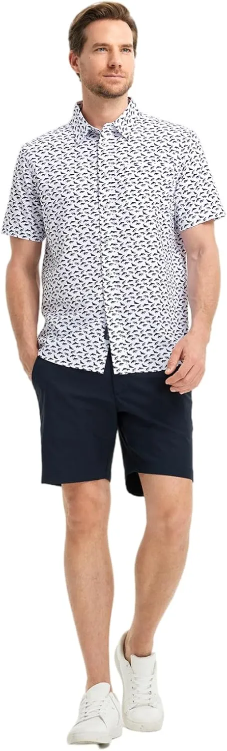 M MAELREG Mens Hawaiian Shirts Short Sleeve Button Down Tropical Beach Floral Solid Print Summer Vacation Mens Casual Shirts