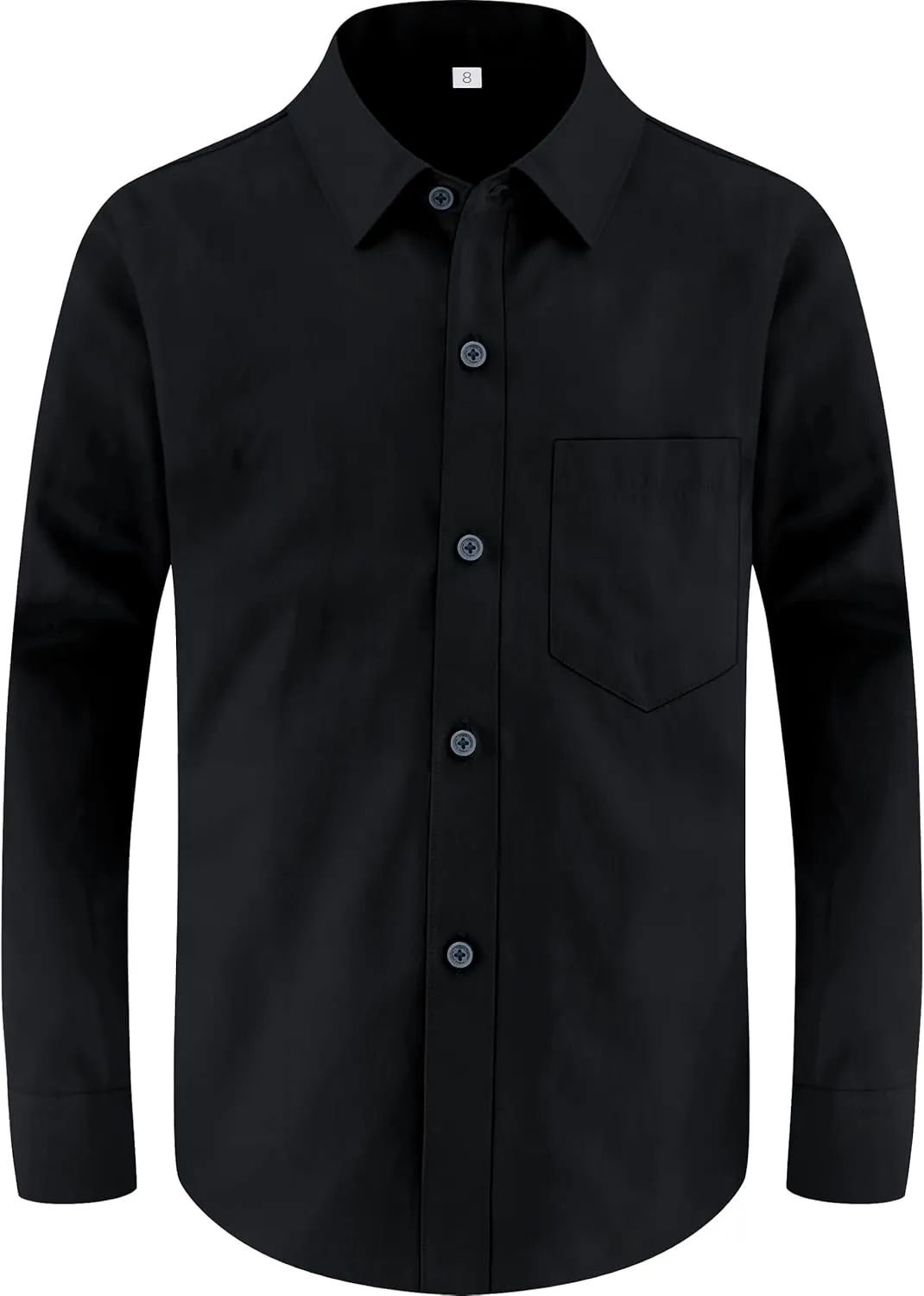 Marvelous World Boys' Long Sleeve Solid Buttoned Cuffs Dress Shirt Kids Casual Button Down Shirts with Chest Pocket
