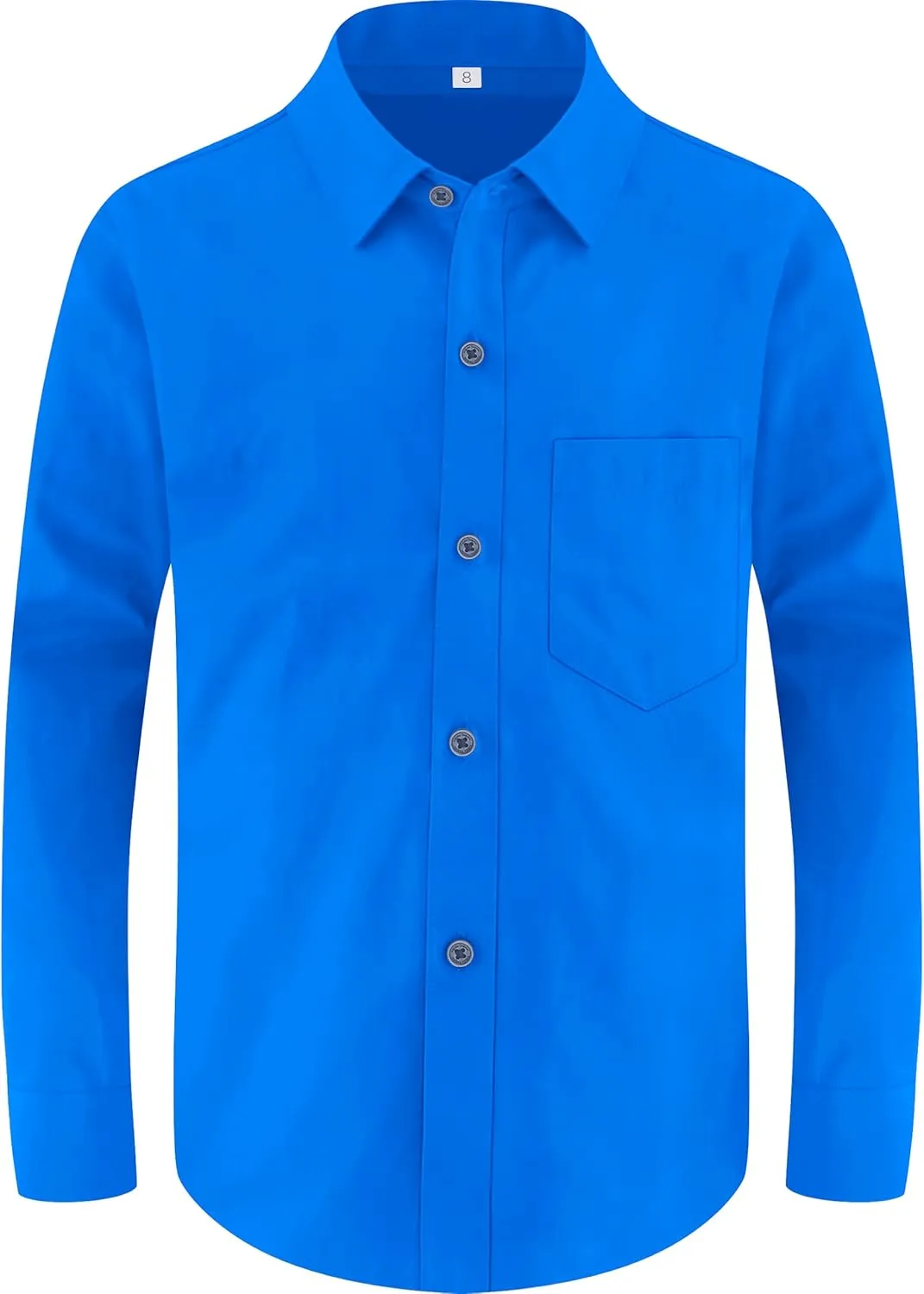 Marvelous World Boys' Long Sleeve Solid Buttoned Cuffs Dress Shirt Kids Casual Button Down Shirts with Chest Pocket