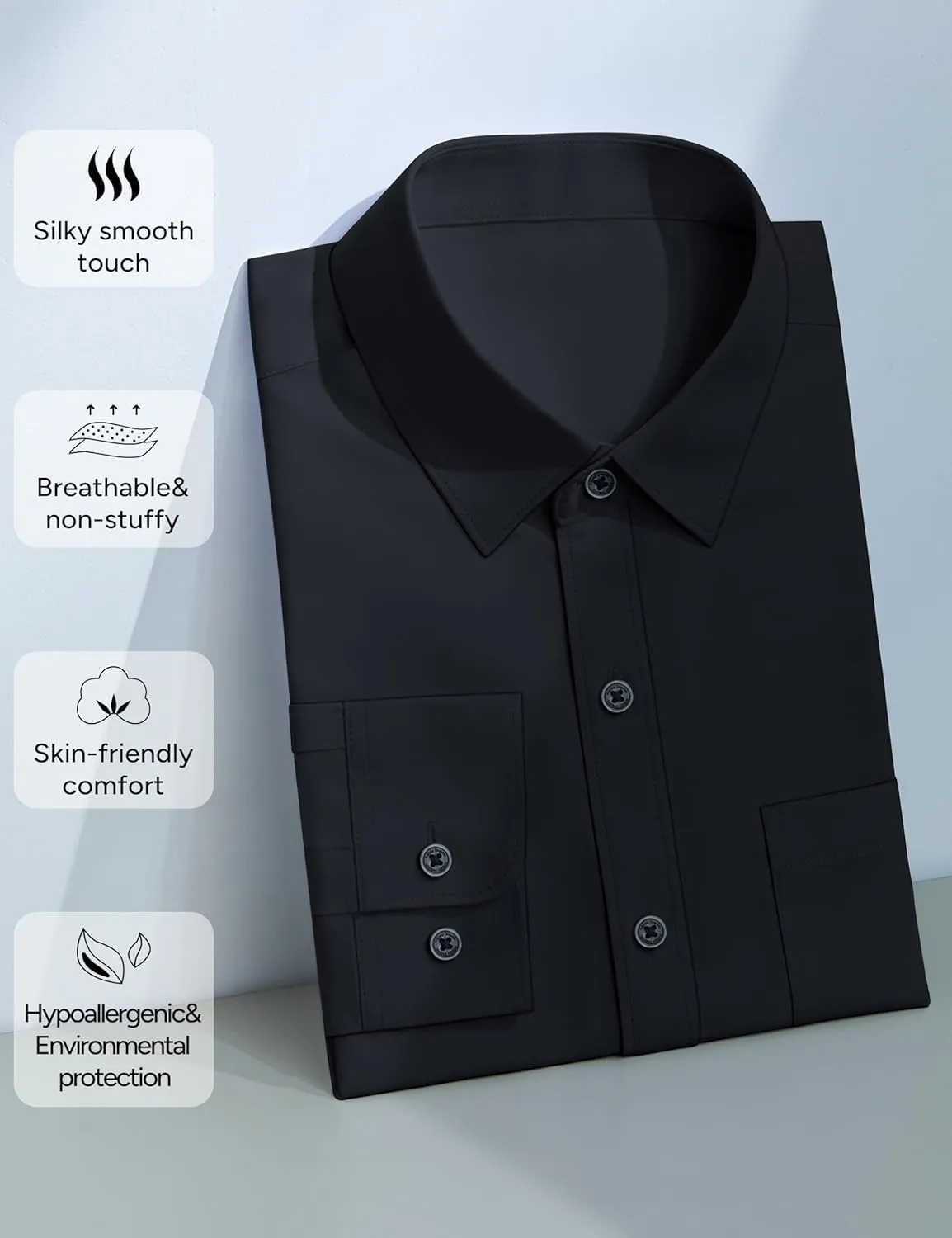 Marvelous World Boys' Long Sleeve Solid Buttoned Cuffs Dress Shirt Kids Casual Button Down Shirts with Chest Pocket