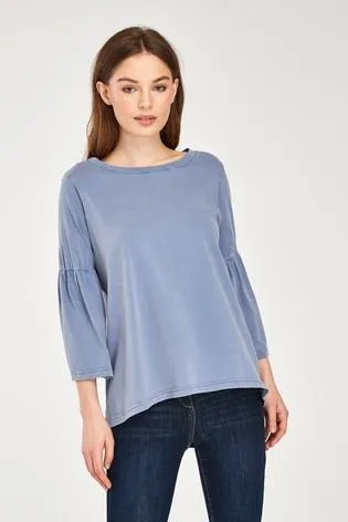 Next Chambray Washed Flute Sleeve Womens Top