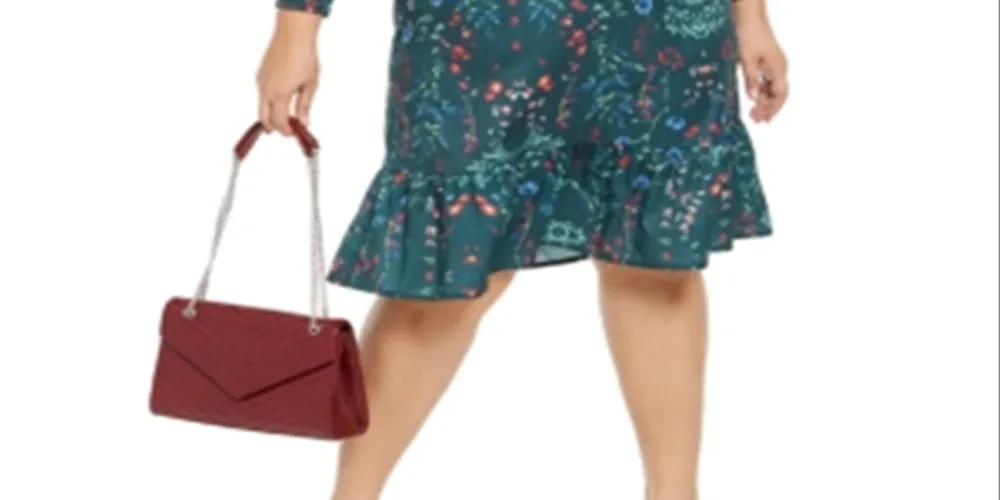 NY Collection Women's Plus Size Printed Smocked-Slee Botanical North Garden Size 2X