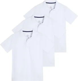 Real Essentials 3 Pack: Boy's Short Sleeve Polo Shirt - School Uniform Active Performance Golf (Ages 4-16)