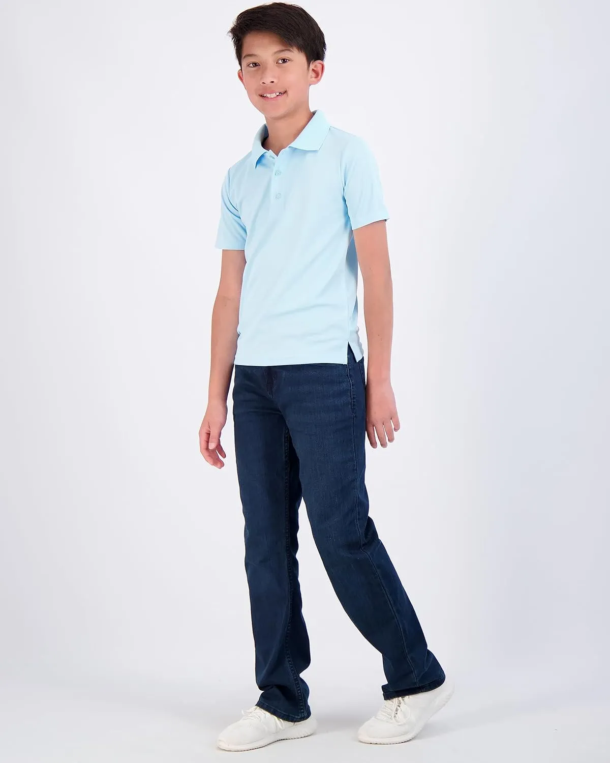 Real Essentials 3 Pack: Boy's Short Sleeve Polo Shirt - School Uniform Active Performance Golf (Ages 4-16)