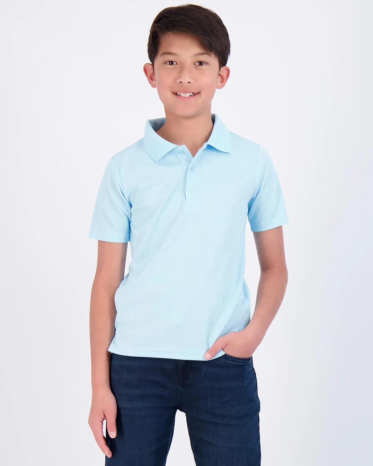 Real Essentials 3 Pack: Boy's Short Sleeve Polo Shirt - School Uniform Active Performance Golf (Ages 4-16)