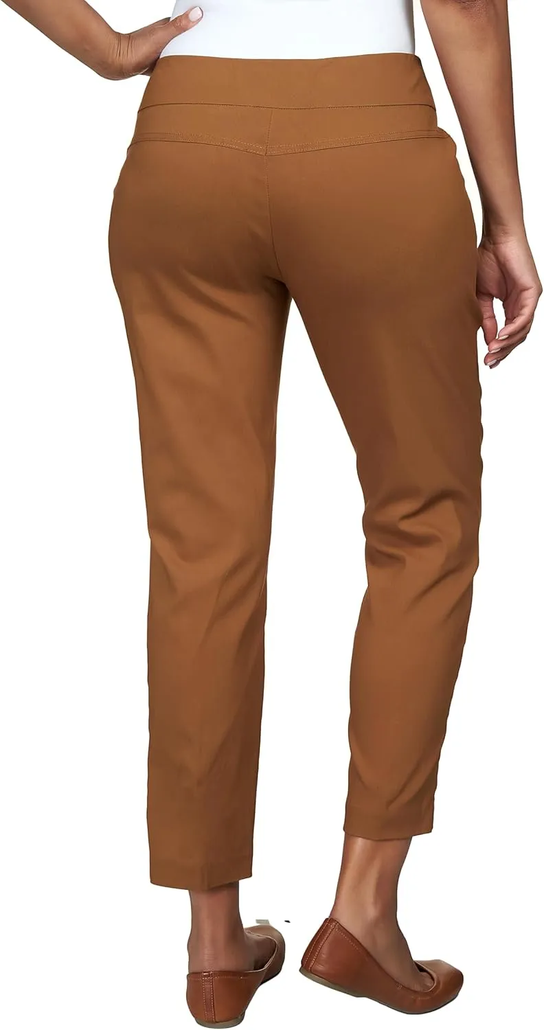 Ruby Rd. Womens Womens Mid-Rise Pull-on Straight Solar Millennium Tech Ankle Pant