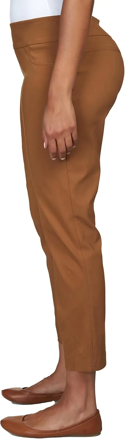 Ruby Rd. Womens Womens Mid-Rise Pull-on Straight Solar Millennium Tech Ankle Pant