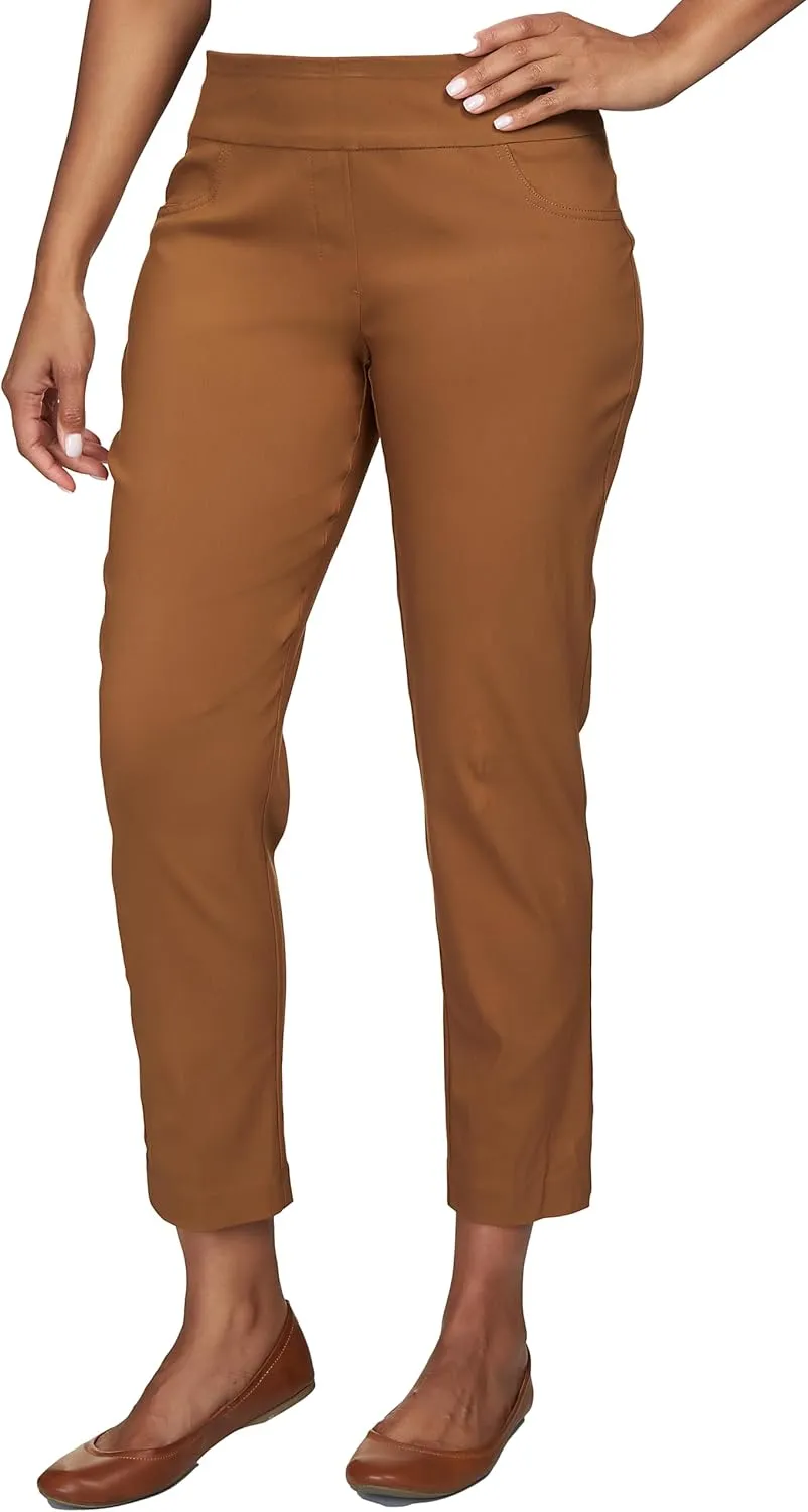 Ruby Rd. Womens Womens Mid-Rise Pull-on Straight Solar Millennium Tech Ankle Pant