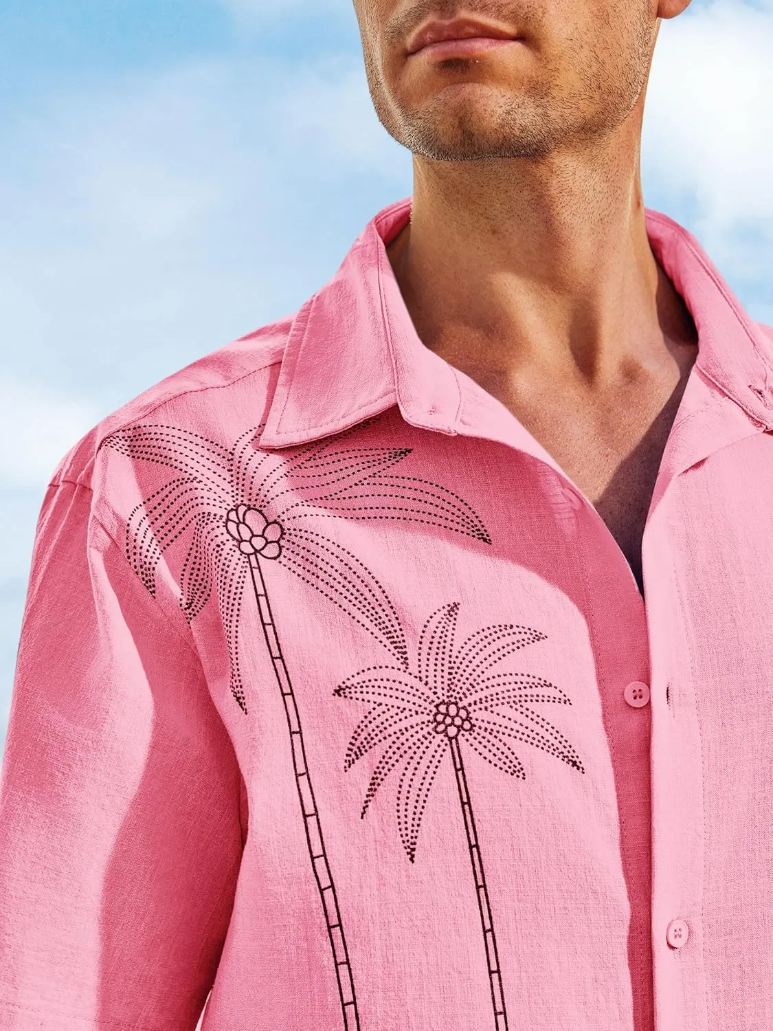 Runcati Mens Hawaiian Shirt Short Sleeve Button Down Summer Beach Vacation Cotton Linen Shirts