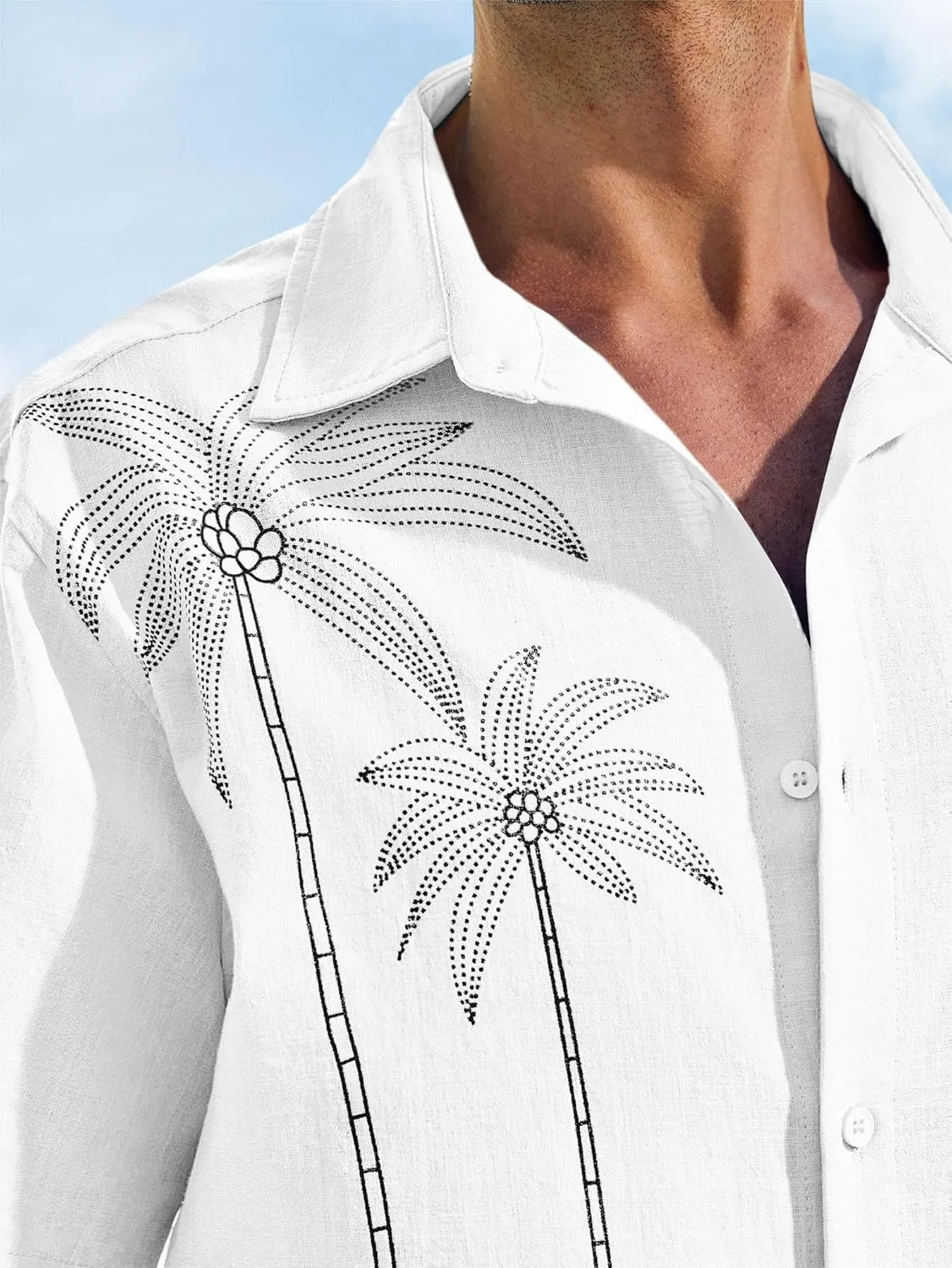 Runcati Mens Hawaiian Shirt Short Sleeve Button Down Summer Beach Vacation Cotton Linen Shirts