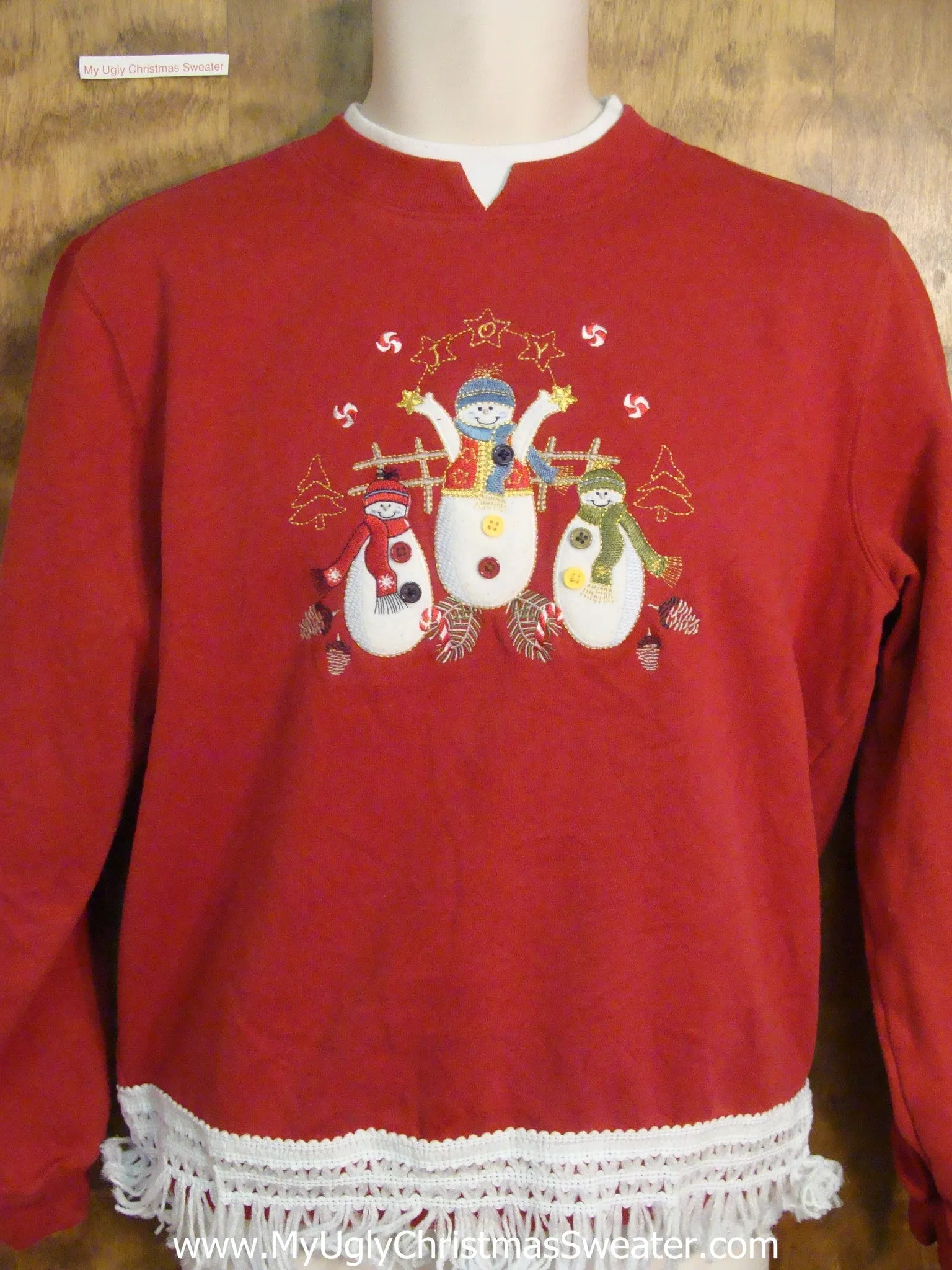 Snowman Trio Red Christmas Sweatshirt